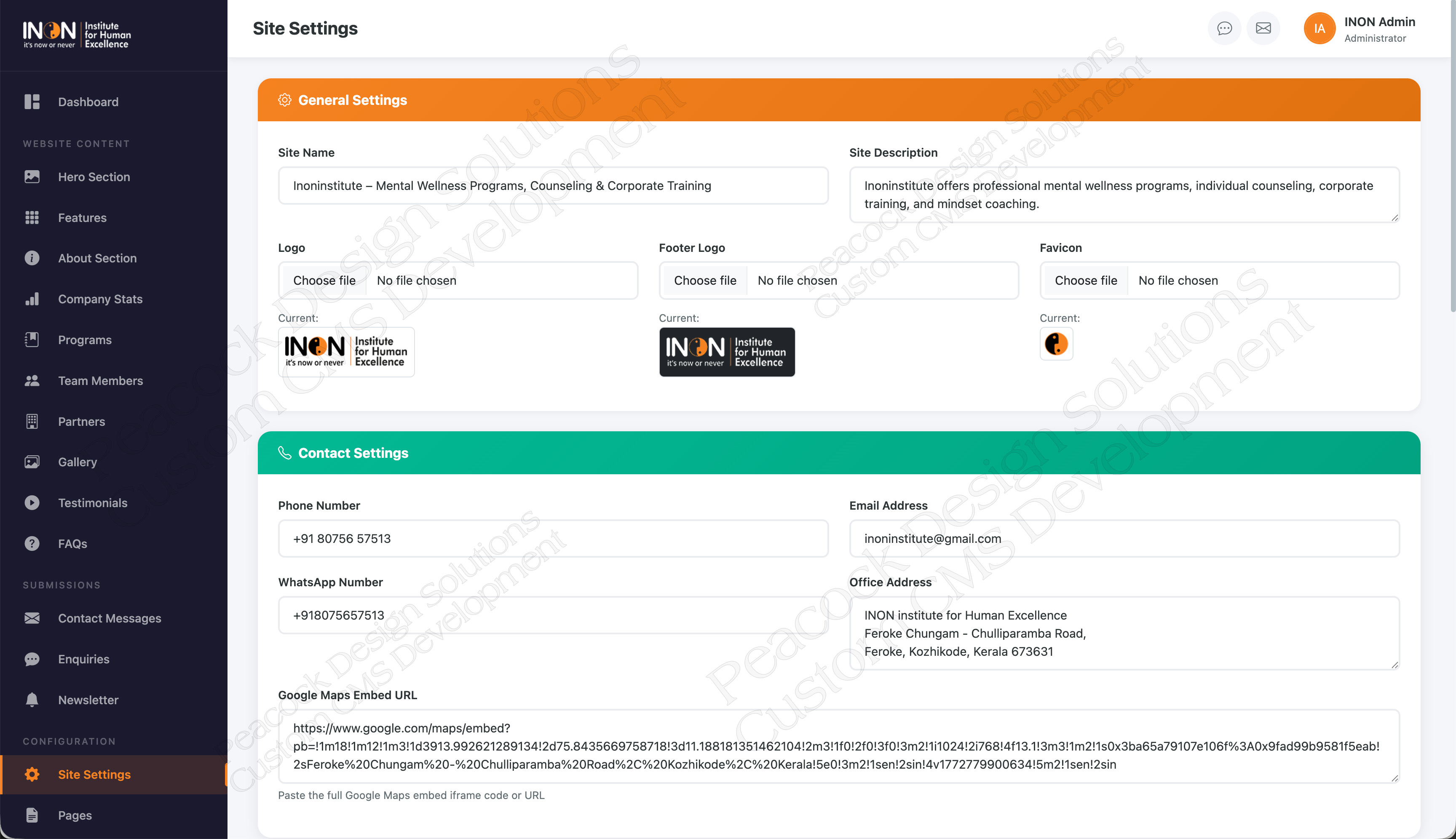 INON Institute CMS Site Settings
