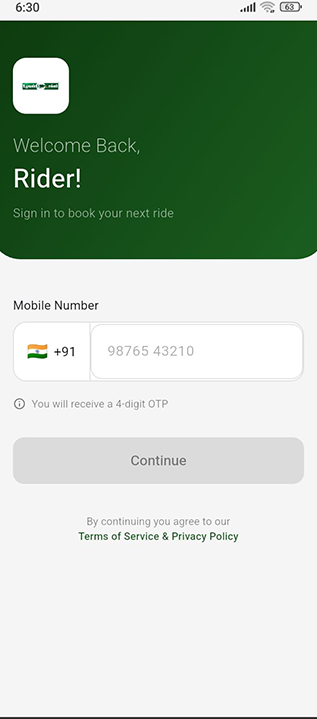 Uzhavan Taxi trip summary, payment and rating screen