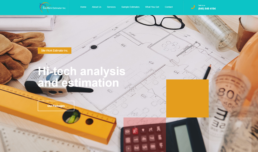 Site Work Estimator Inc website before the upgrade