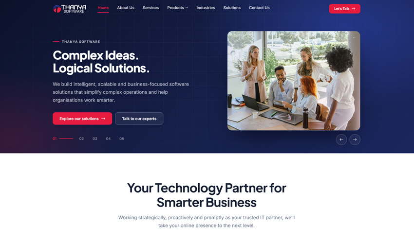 ThanYa Software Solutions website after the upgrade